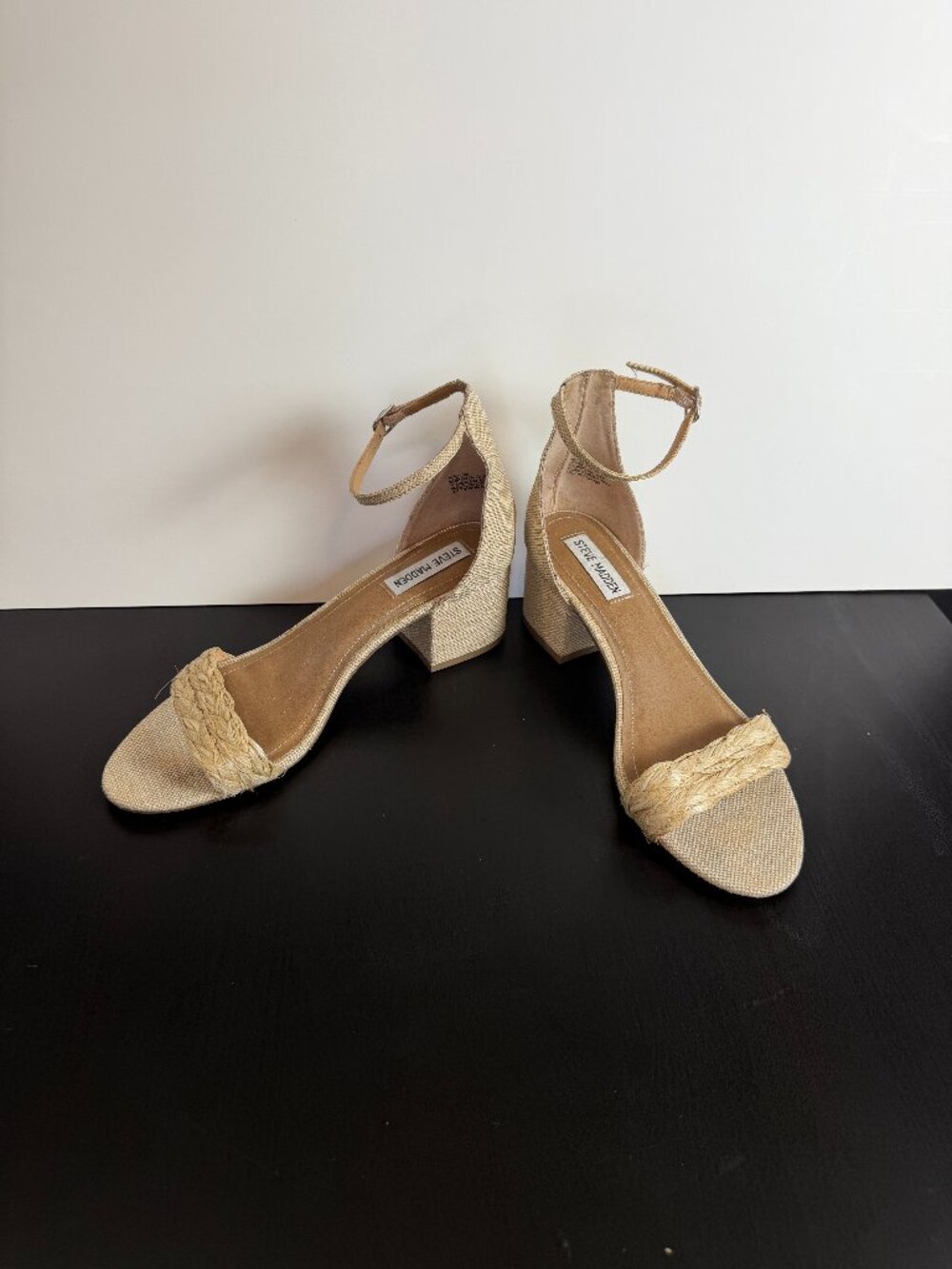 Steve Madden Women's Irenee Two Piece Block Heel Sandals Size 9 Tan Neutral